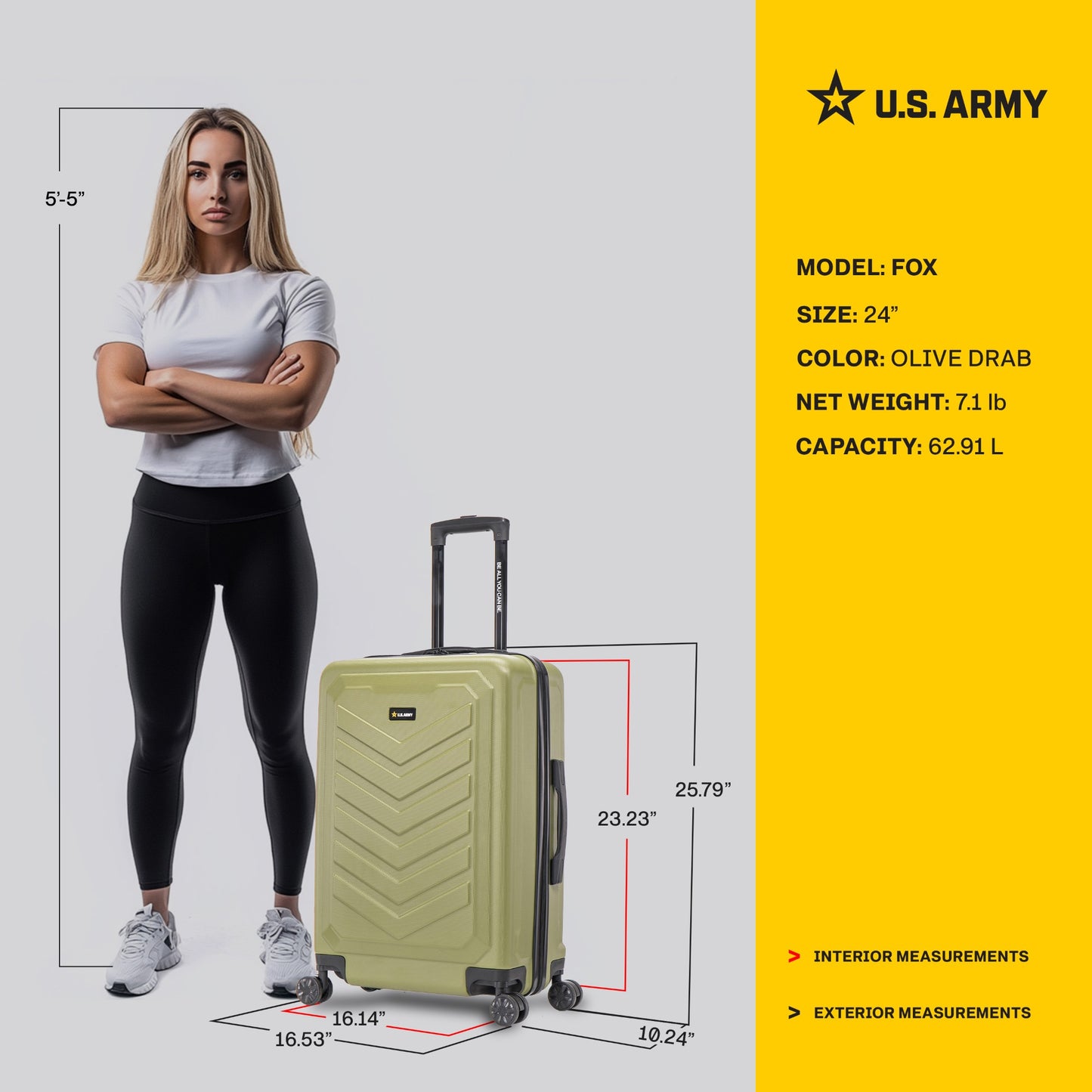 U.S. ARMY FOX 24" Medium Suitcase