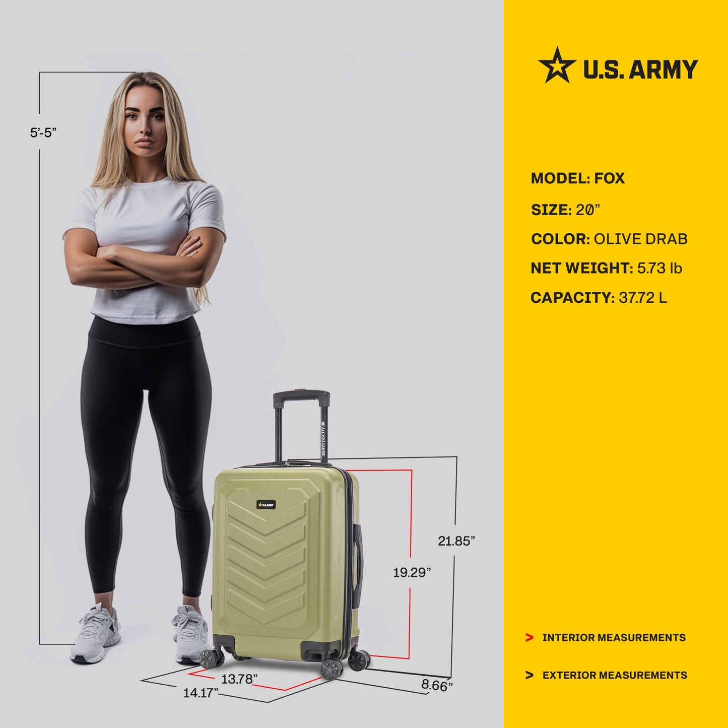 U.S. ARMY FOX 20" Carry-On Suitcase