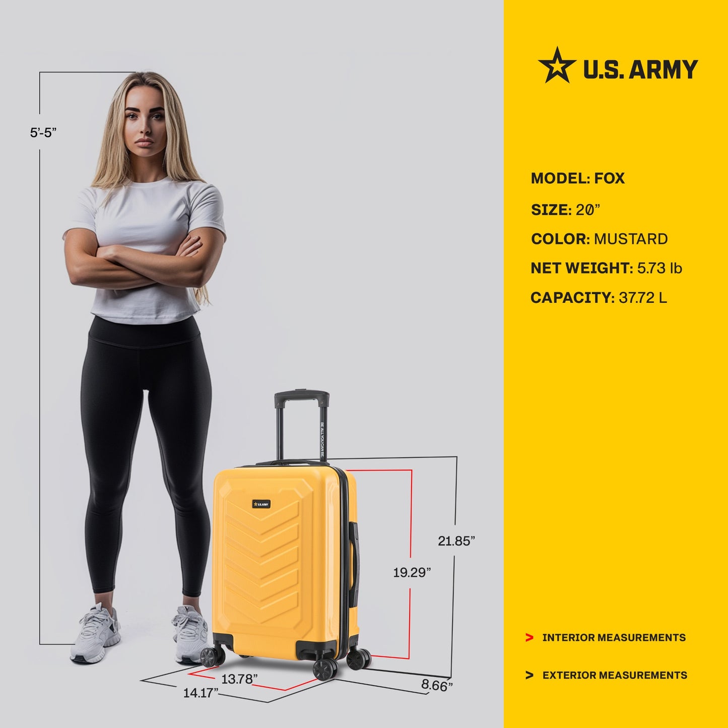 U.S. ARMY FOX 20" Carry-On Suitcase