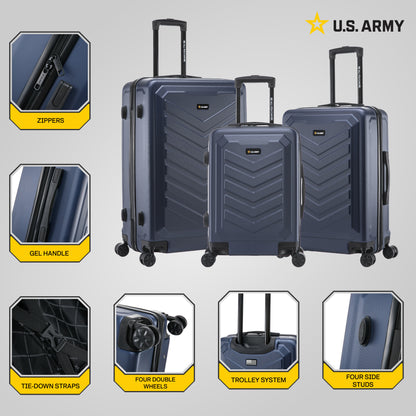 U.S. ARMY FOX 3-Piece Luggage Set 20”/24”/28”