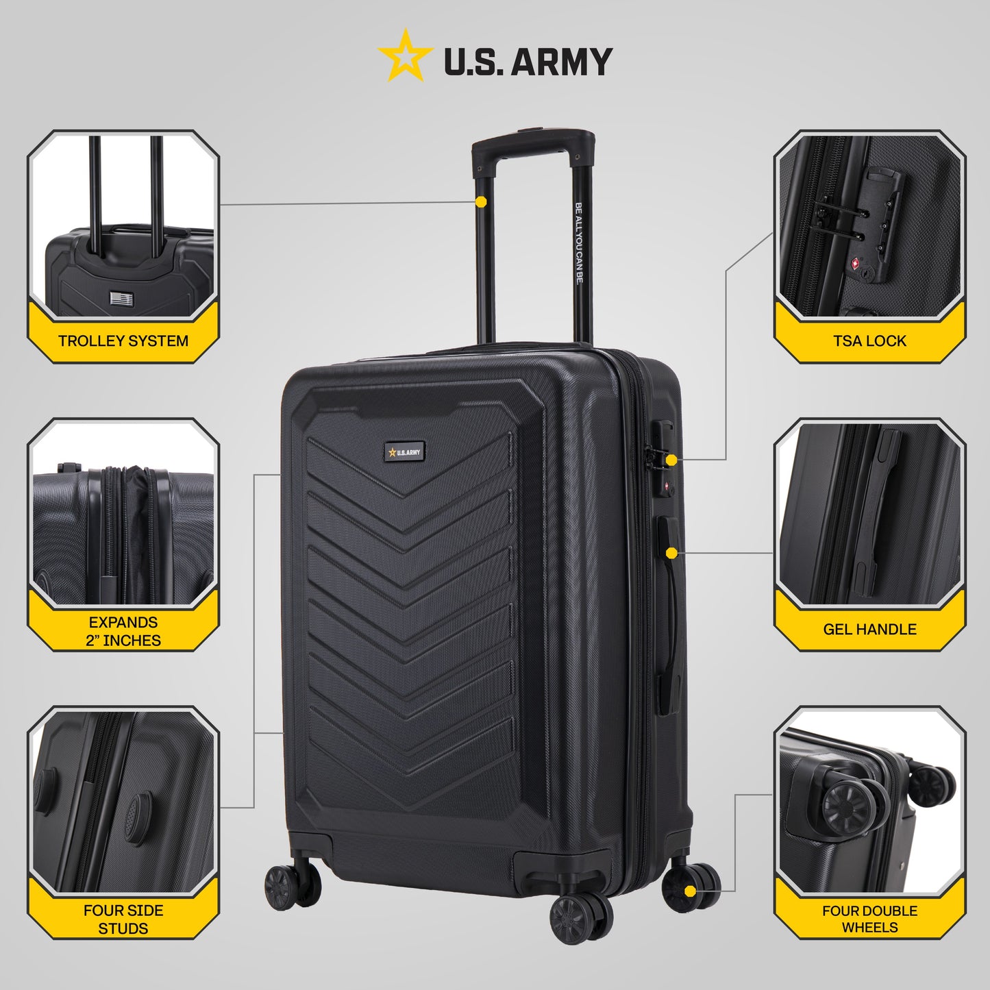 U.S. ARMY FOX PRO 24" Expandable Medium Suitcase with TSA Lock